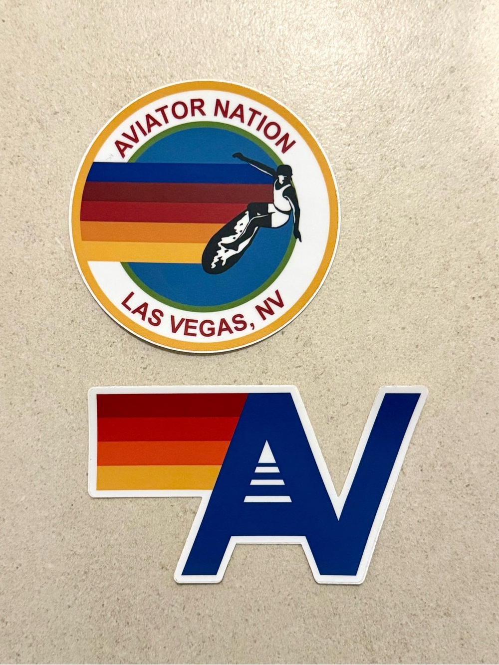 Aviator Nation Rainbow Las Vegas, NV Round & AV Logo Stickers Duo Set of 2